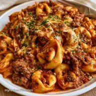 One-Pot Cheesy Ground Beef Tortellini