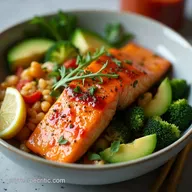 Sticky Sweet Heat Honey Sriracha Salmon Bowls Recipe