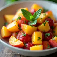 The Ultimate Summer Peach Fruit Salad with HoneyLime Mint
