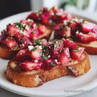 Galentines Party Food Idea with Pink Strawberry Bruschetta