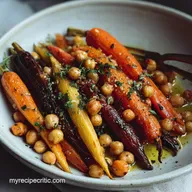 One Pan Roasted Carrot and Chickpea Bowl with Garlic in 30 Min