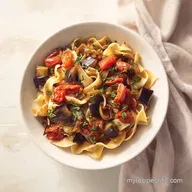 Roasted Eggplant Pasta with Jammy Tomatoes in 50 Minutes