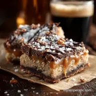 St Patricks Day Desserts: Irish Stout Salted Caramel Bars