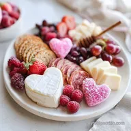 Valentine Charcuterie Board with Cheese & Fruit