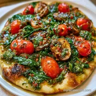 Veggie Pesto Flatbread Pizza: Crispy