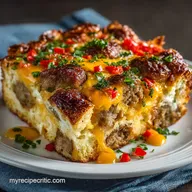 Breakfast Casserole: Make-Ahead Sausage Cheddar Strata