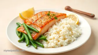 Grilled Salmon with Rice and Green Beans