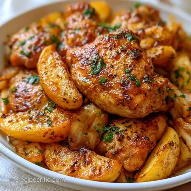 Apple Chicken Thigh Dinner for 4 Servings Recipe Card