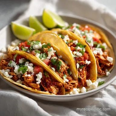 Chicken Street Tacos for 4 Servings: Pan-Seared and Caramelized Recipe Card