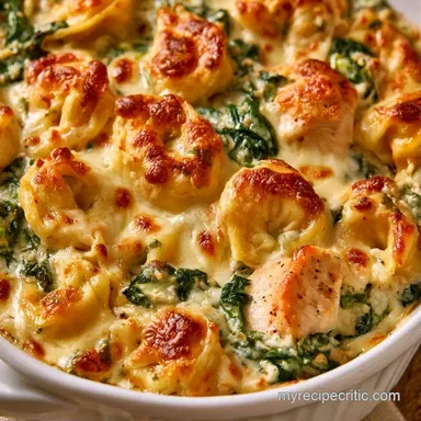 Baked Chicken Tortellini with Spinach Recipe Card