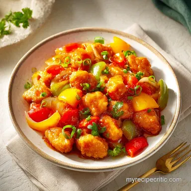 Baked Sweet Sour Chicken for 4 Servings with Tangy Glaze Recipe Card
