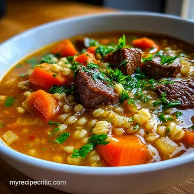 Beef and Barley Soup Crock Pot: Savory & Hearty Recipe Card