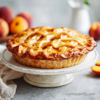 Peach Pie Recipe for 8 Servings Recipe Card