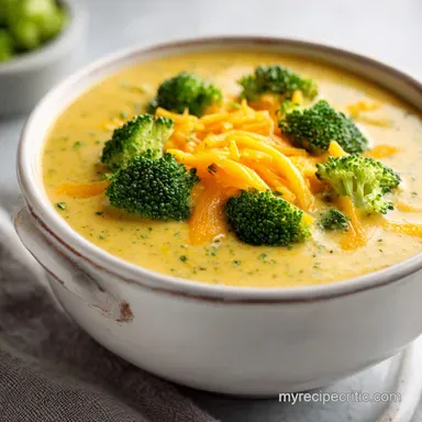 Broccoli Potato Cheese Soup in 35 Minutes Recipe Card