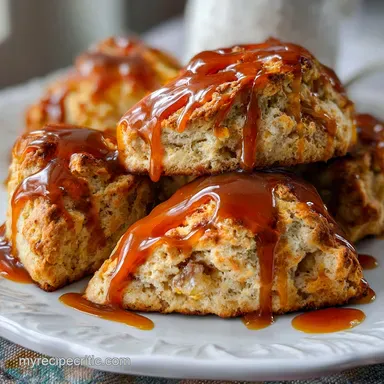Caramel Apple Scones: Flaky Layers with Tart Apple Bites Recipe Card