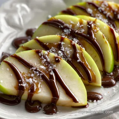 Easy Caramel Apple Slices with Chocolate Drizzle and Sea Salt: Velvety & Decadent Recipe Card