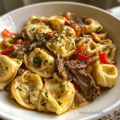 Cheesesteak Tortellini with Ground Beef: 4h 15m