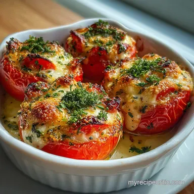 Cheesy Baked Stuffed Tomatoes for 4 Servings Recipe Card