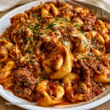 One-Pot Cheesy Ground Beef Tortellini