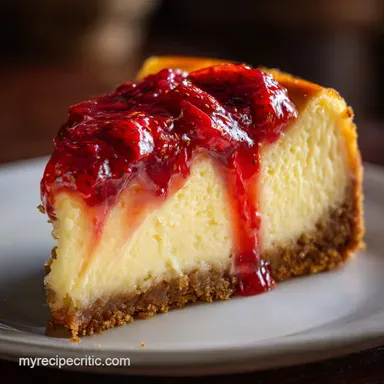 Strawberry Cheesecake Silky Smooth New York Style Recipe with Water Bath Recipe Card