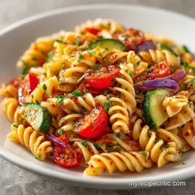 Cold Pasta Salad Recipe for 10 Servings Recipe Card