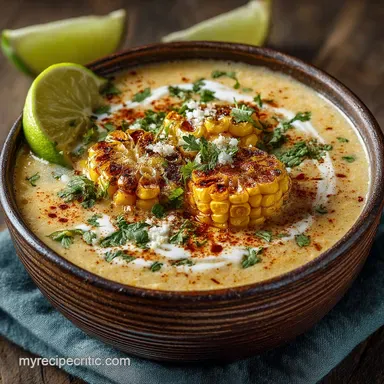 Sunshine in a Bowl Creamy Charred Mexican Street Corn Soup Recipe Recipe Card