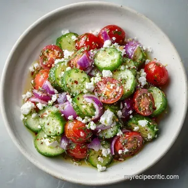 Creamy Feta Cucumber Salad for 6 Servings Recipe Card