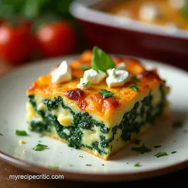 Spinach Casserole with Feta My GreekInspired Bake Recipe Card