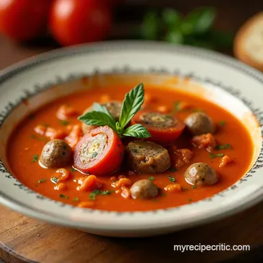 Creamy Tomato Sausage Soup Easy One Pot Wonder Recipe Card