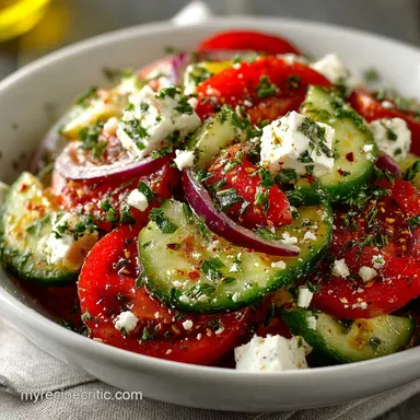 Foolproof Cucumber Tomato and Feta Salad The NonSoggy Greek Recipe Recipe Card