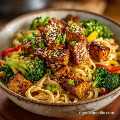 Vegan Teriyaki Noodle Bowl: The Ultimate Crispy Tofu Recipe Recipe Card