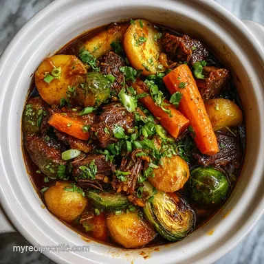 Crockpot Recipe with Beef and Vegetables Recipe Card