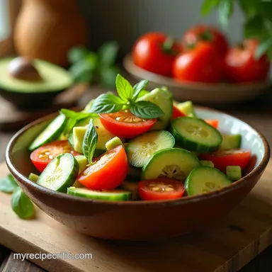 Refreshing Cucumber Tomato Avocado Salad Summer in a Bowl Recipe Card