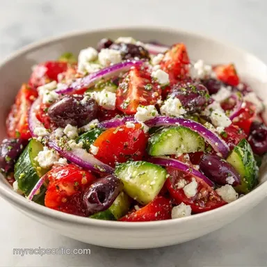 Cucumber Tomato Feta Salad in 10 Minutes Recipe Card