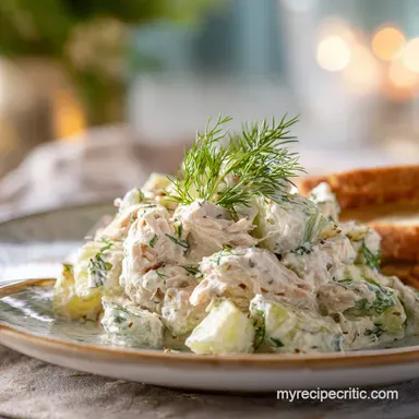 Dill Pickle Chicken Salad for 4 Servings: Creamy and Tangy Recipe Card