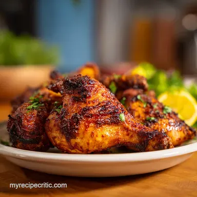 Easy Baked Chicken Leg Quarters for 4 Servings with Crispy Skin Recipe Card