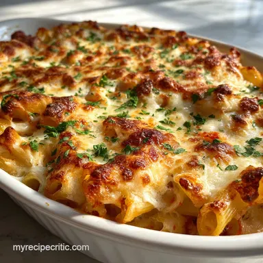 Easy Cheesy Baked Ziti: Oven-Only Crispy Bake Recipe Card