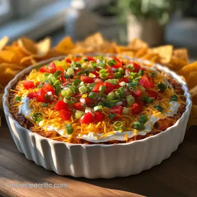 Easy Delicious 7Layer Dip Recipe in 20 Minutes Recipe Card