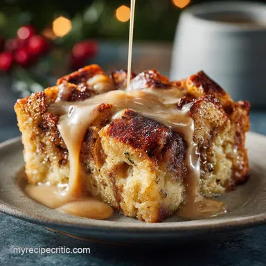 Eggnog Bread Pudding with Spiced Rum Glaze Best Holiday Recipe Recipe Card