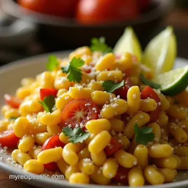 Smoky Elote Street Corn Pasta Salad Recipe Easy Summer Side Recipe Card