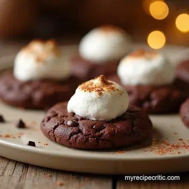 The Best Fudgy Hot Chocolate Cookies with Marshmallow Swirl Recipe Card