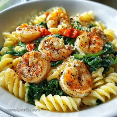 Garlic Shrimp Spinach Pasta in 20 Minutes, Silky