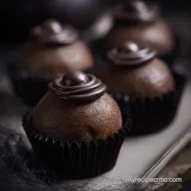 Ghostly Chocolate Cupcake Bites Spooky Halloween Fun Recipe Card