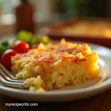 The No Fuss Golden Morning Hashbrown Breakfast Casserole Recipe Card