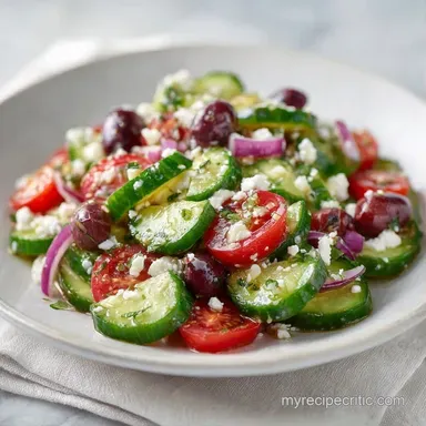 Greek Feta Cucumber Salad in 15 Minutes Recipe Card