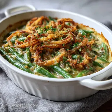 Green Bean Casserole Crispy Baked Ready in 30 Min Recipe Card
