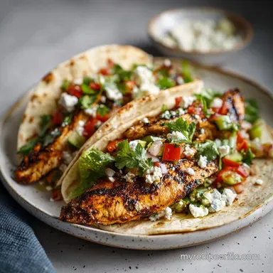Grilled Mediterranean Chicken Tacos for 4 Servings