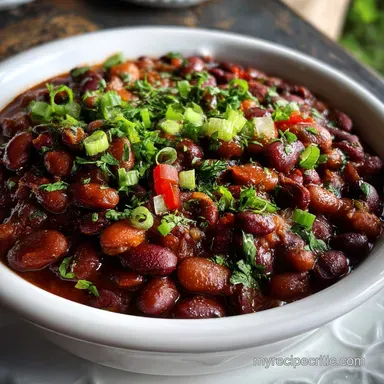 Hearty Slow Cooker Cowboy Beans for 10 Servings