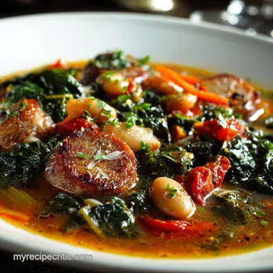 Italian Sausage Recipes: Comforting Tuscan Kale Bean Stew Recipe Card