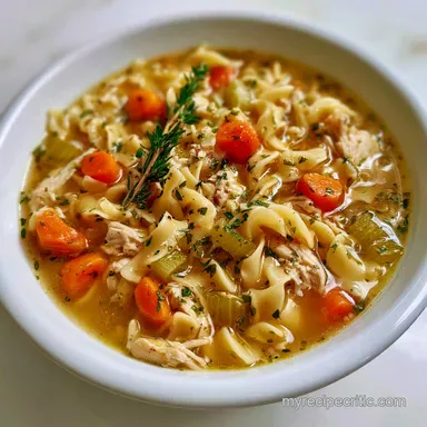 Chicken Noodle Soup for 6 Servings Recipe Card